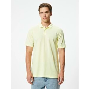 Slim Fit Tişört Polo Yaka Kısa Kollu Pamuklu - KOTON - 4SAM10278MK - SARI - XL