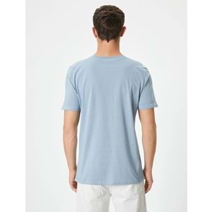 Basic Tişört Slim Fit Bisiklet Yaka Kısa Kollu - KOTON - 4SAM10842HK - MAVİ - L