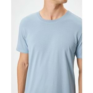Basic Tişört Slim Fit Bisiklet Yaka Kısa Kollu - KOTON - 4SAM10842HK - MAVİ - L