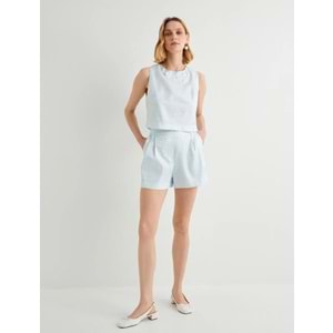 Koton X Tuba Ünsal - Taş Detaylı Bluz - KOTON - 4SAK60447UW - MAVİ EKOSE - 40