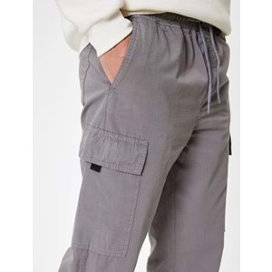 Erkek Giyim Jogger Pantolon Kargo Cep Detaylı Beli Bağcıklı Pamuklu - KOTON - 5WAM40004HW - GRİ - 38