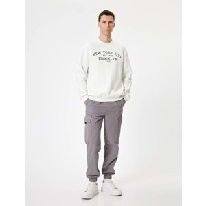 Erkek Giyim Jogger Pantolon Kargo Cep Detaylı Beli Bağcıklı Pamuklu - KOTON - 5WAM40004HW - GRİ - 38
