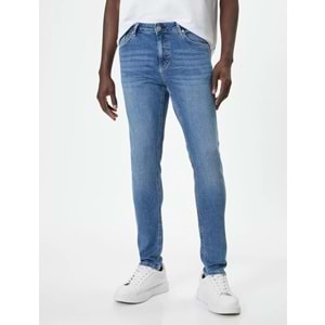 Skinny Fit Kot Pantolon - Michael Jean - KOTON - 4SAM40108ND - AÇIK İNDİGO - 32/32