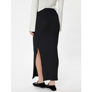 Dokulu Kalem Etek Midi Boy Yırtmaç Detaylı Slim Fit - KOTON - 5WAK10083EK - SİYAH - XL
