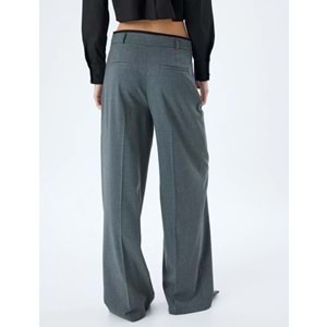 Geniş Paça Kumaş Pantolon Pile Detaylı Cepli - KOTON - 5WAK40028PW - GRİ - 42