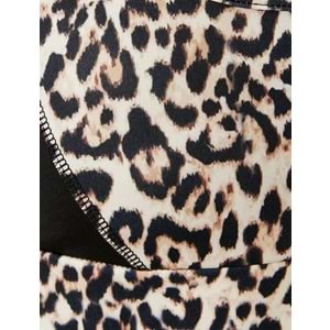 Sporcu Sütyeni Kaplı U Yaka Leopar Desenli Slim Fit - KOTON - 5WAK30055NK - LEOPAR DESENLİ - XS