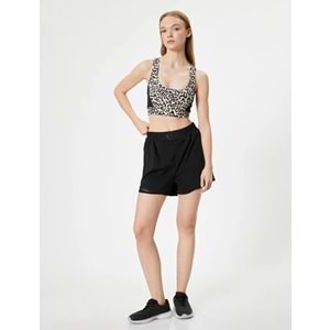 Sporcu Sütyeni Kaplı U Yaka Leopar Desenli Slim Fit - KOTON - 5WAK30055NK - LEOPAR DESENLİ - XS