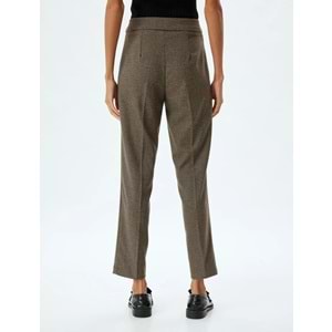Havuç Kesim Pantolon Kısa Paça Standart Bel Cepli - KOTON - 5WAK40006EW - KAHVERENGİ EKOSE - 36