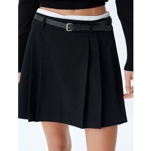 Mini Pileli Şort Etek5WAK40033PW - KOTON - 5WAK40033PW - SİYAH - 40