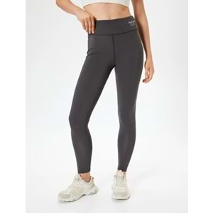 Spor Tayt Yüksek Bel Slogan Baskılı Skinny Fit 5WAK40019NK