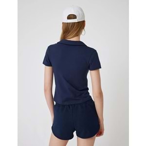 Polo Yaka Tişört Fermuarlı Slim Fit Kısa Kollu - KOTON - 5WAL10493IK - LACİVERT - M