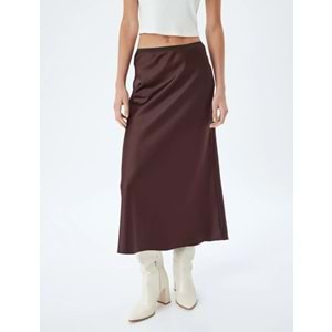 Midi Boy Saten Etek A Kesim Slim Fit - KOTON - 5WAK70014PW - KAHVERENGİ - 42