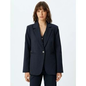 Uzun Blazer Ceket Kruvaze Ters Yaka Regular Fit 5WAK50114UW