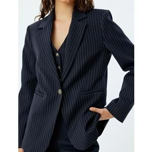 Uzun Blazer Ceket Kruvaze Ters Yaka Regular Fit 5WAK50114UW