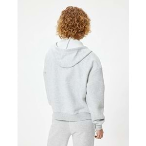 Kapüşonlu Fermuarlı Oversize Sweatshirt Kanguru Cepli 5WAL10012IK