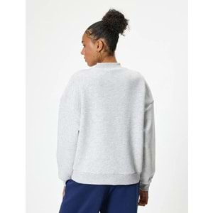 Oversize Sweatshirt Kolej Baskılı Bisiklet Yaka Şardonlu 5WAL10128IK