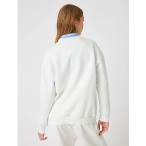 Basic Oversize Sweatshirt Uzun Kollu Bisiklet Yaka - KOTON - 5WAL10183IK - EKRU - M