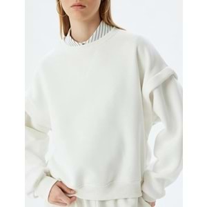 Basic Oversize Sweatshirt Uzun Kollu Bisiklet Yaka Dikiş Detaylı 5WAL10209IK