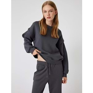 Basic Oversize Sweatshirt Uzun Kollu Bisiklet Yaka Dikiş Detaylı 5WAL10209IK