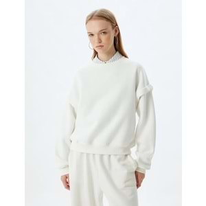 Basic Oversize Sweatshirt Uzun Kollu Bisiklet Yaka Dikiş Detaylı 5WAL10209IK