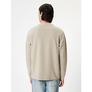 Bisiklet Yaka Sweatshirt Basic Uzun Kollu Pamuklu