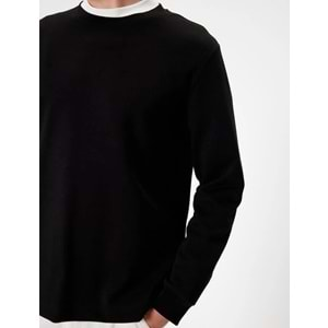 Bisiklet Yaka Sweatshirt Basic Uzun Kollu Pamuklu