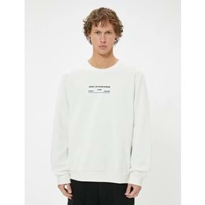 Slogan Baskılı Sweatshirt Bisiklet Yaka Uzun Kollu Pamuklu - KOTON - 5WAM70094MK - BEYAZ - S