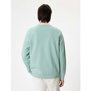 Bisiklet Yaka Sweatshirt Slogan Baskılı Uzun Kollu Pamuklu - KOTON - 5WAM70092MK - YEŞİL - XXL