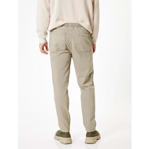 Gabardin Pantolon Beli Bağcıklı Cep Detaylı Pamuklu - KOTON - 5WAM40008HW - HAKİ - 42