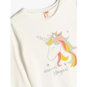 Kız Bebek Sweatshirt Unicorn Baskılı Uzun Kollu - KOTON - 5WMG10109AK - EKRU - 18-24 AY