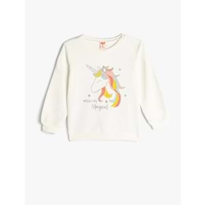 Kız Bebek Sweatshirt Unicorn Baskılı Uzun Kollu 5WMG10109AK