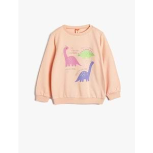 Kız Bebek Dinozorlu Sweatshirt Bisiklet Yaka 5WMG10101AK