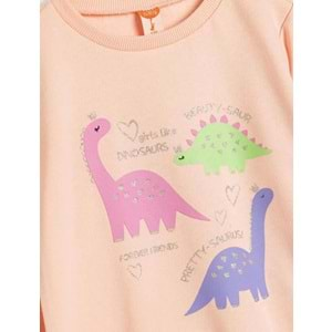 Kız Bebek Dinozorlu Sweatshirt Bisiklet Yaka 5WMG10101AK