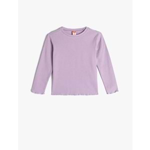 Kız Bebek Basic Tişört Uzun Kollu Bisiklet Yaka - KOTON - 5WMG10005AK - LİLA - 12-18 AY