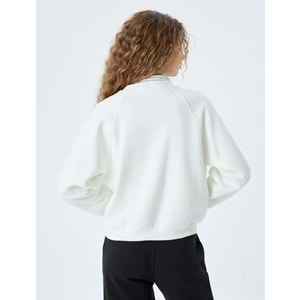 Basic Sweatshirt Bisiklet Yaka - KOTON - 5WAL10192IK - EKRU - S