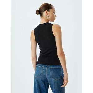 Basic Atlet Fitilli Kolsuz Dik Yaka Slim Fit - KOTON - 5WAL30007IK - SİYAH - S