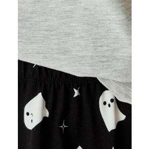 Pijama Takımı Baskılı Kısa Kollu Tişört ve Alt - 5WLK40037MK - S - ST00007448-417945