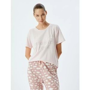 Örgü Pijama Takımı Bulut Baskılı 5WLK40056MK