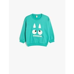 Erkek Bebek Sweatshirt Canavar Baskılı 5WMB10197TK