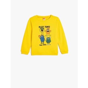 Erkek Bebek Sweatshirt Canavar Baskılı - KOTON - 5WMB10168TK - SARI - 12-18 AY