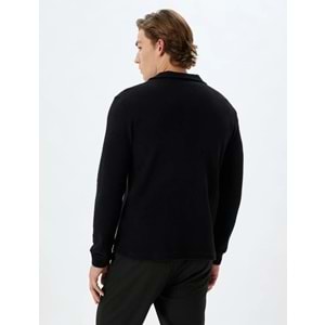 Polo Yaka Sweatshirt Yarım Fermuar - KOTON - 5WAM70068MK - SİYAH - XL