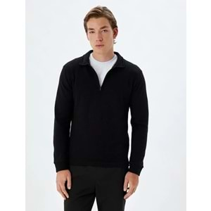 Polo Yaka Sweatshirt Yarım Fermuar