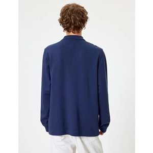 Polo Yaka Sweatshirt Düğmeli Pamuklu - KOTON - 5WAM70091MK - LACİVERT - S