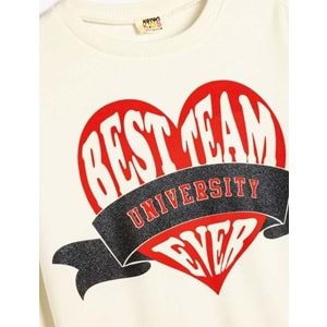 Kız Çocuk Kapşonlu Sweatshirt - KOTON - 5WKG10268AK - EKRU - 11-12 YAŞ