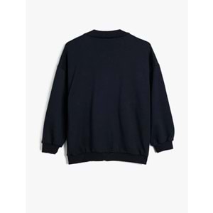Kız Çocuk Okul Sweatshirt Uzun Kollu - KOTON - 5WKG10393AK - LACİVERT - 6-7 YAŞ