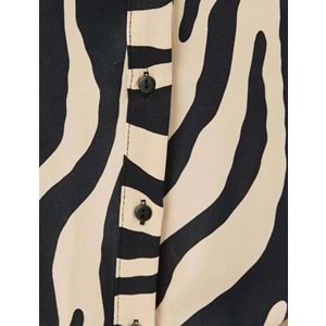 Zebra Desenli Gömlek Uzun Kollu V Yaka - KOTON - 5WAK60053UW - Siyah Desenli - 36