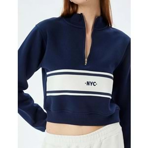 Crop Sweatshirt Yarım Fermuar Detaylı 5WAK10052EK