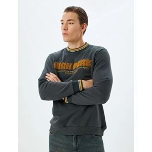 Bisiklet Yaka Sweatshirt Kolej Nakışlı 5WAM70003MK