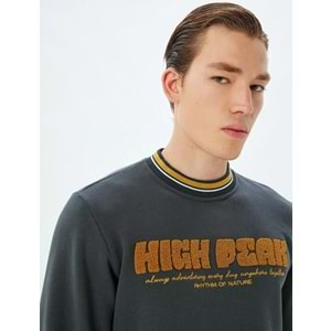 Bisiklet Yaka Sweatshirt Kolej Nakışlı 5WAM70003MK