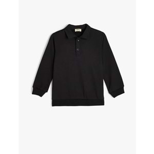 Erkek Çocuk Polo Yaka Sweatshirt - KOTON - 5WKB10386TK - SİYAH - 7-8 YAŞ